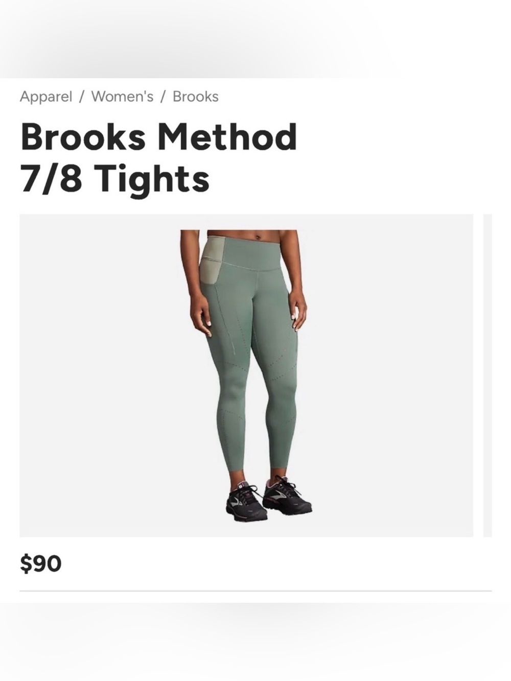 Brooks Method 7/8 Tight Leggings – Dark Pebble/Sage – Women’s
